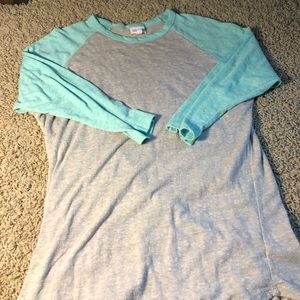 Lularoe Randy - Grey with mint sleeves